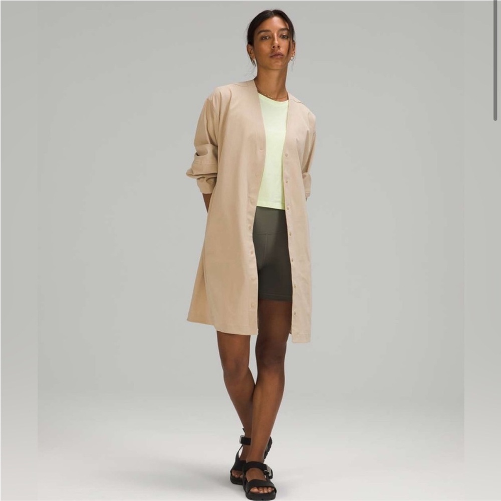 lululemon athletica Long Sleeve Drawstring Waist Dress in Beige - Picture 3 of 7